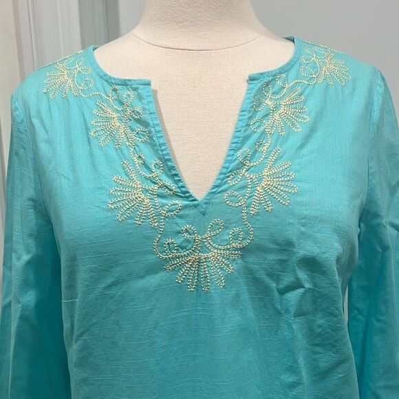 Lilly Pulitzer Elina Tunic Cover Up SHEER Embroidered Cotton Size Medium - Picture 3 of 11